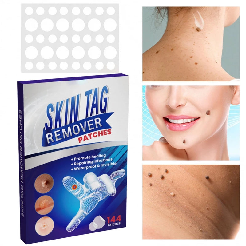 144PCS/Box Skin Tag Remove Patches Wart Remover Patch Waterproof Skin Care Stickers Skin-Friendly Painless