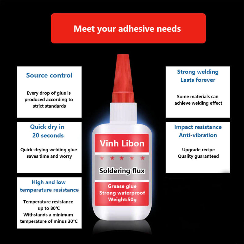 Universal Adhesive Glue for Repairing Shoes and Tires, Strong Waterproof Bond for Metal, Ceramic, and Wood